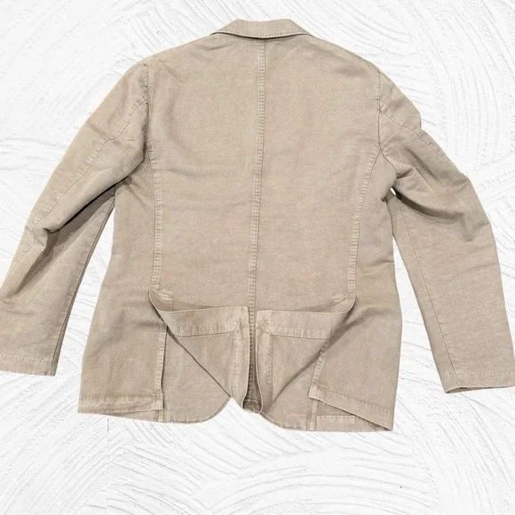 Montedoro Chinolino Lt Brown Linen Cotton Blazer Men's 44R Unstructured 3 Button - Picture 2 of 10
